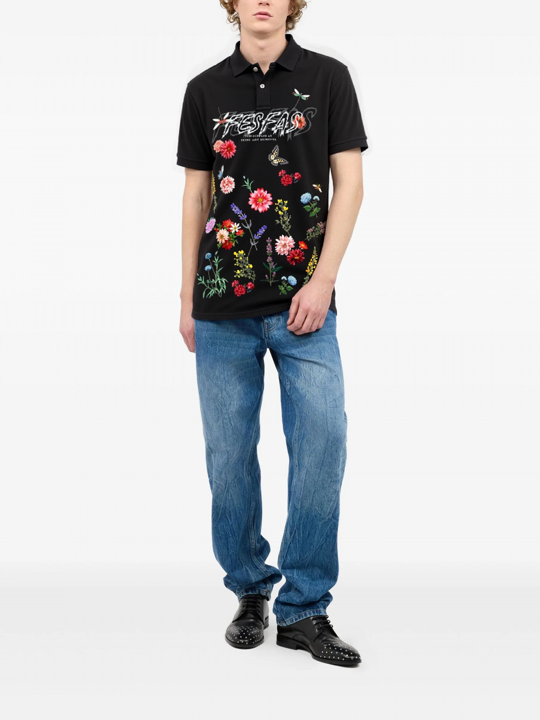 FesFas Floral-print Polo Shirt | Men | Black