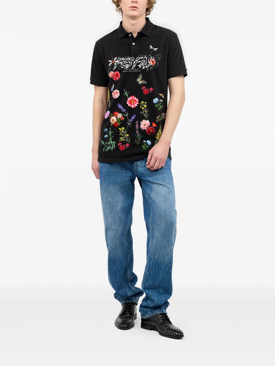 FesFas Floral-print Polo Shirt | Men | Black