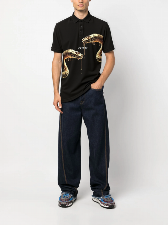 FesFas Snake-print Polo Shirt | Men | Black