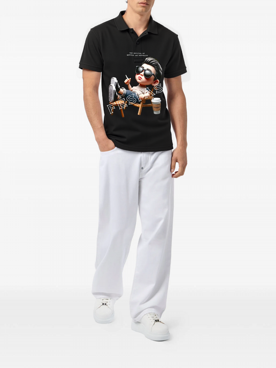 FesFas Boy-print Polo Shirt | Men | Black