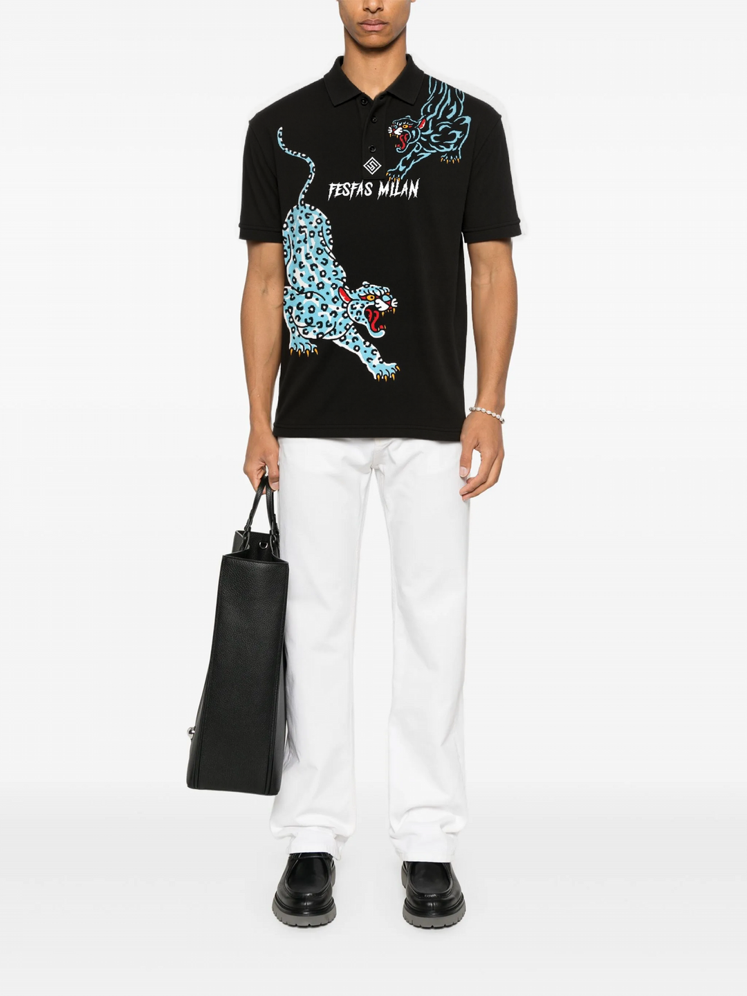 FesFas Leopard-print Polo Shirt | Men | Black