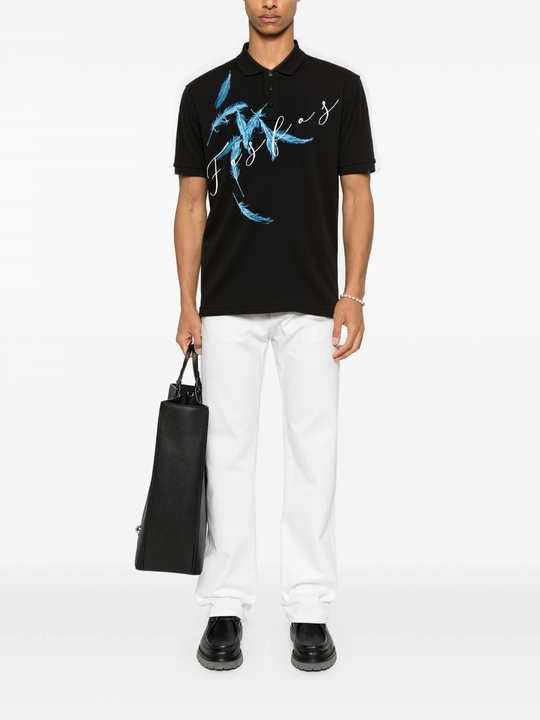 FesFas Feather-print Polo Shirt | Men | Black
