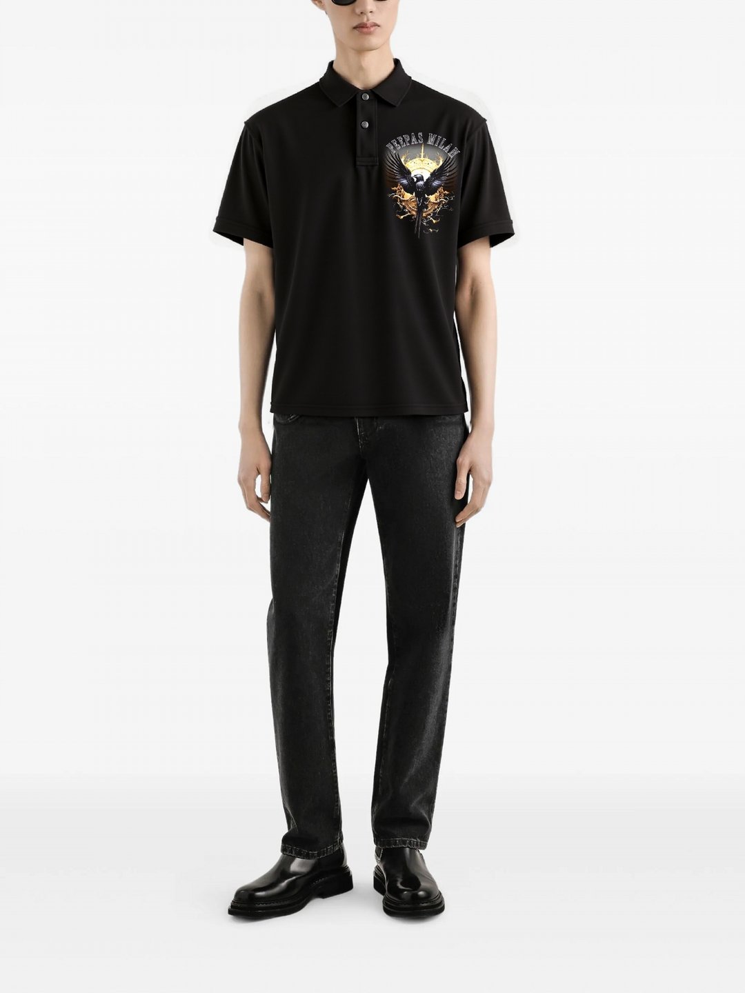 FesFas Eagle-print Polo Shirt | Men | Black