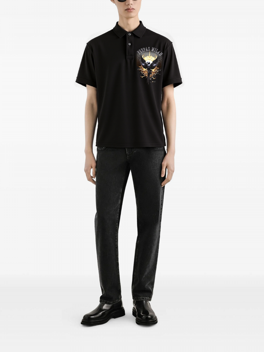 FesFas Eagle-print Polo Shirt | Men | Black