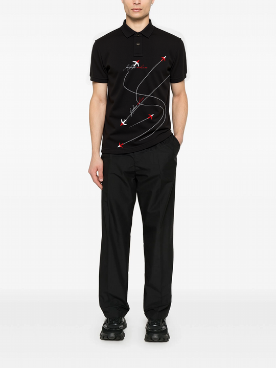 FesFas Airplane-Print Polo Shirt | Men | Black