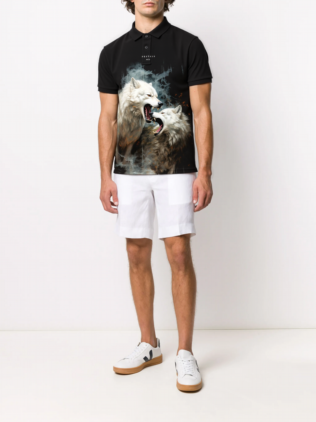 FesFas Wolf-print Polo Shirt | Men | Black
