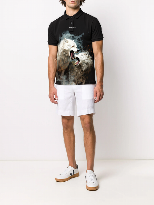 FesFas Wolf-print Polo Shirt | Men | Black