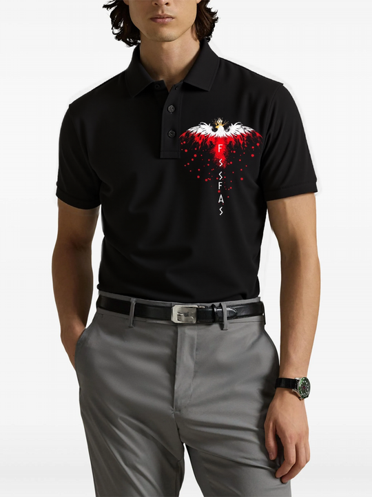FesFas Eagle-print Polo Shirt | Men | Black