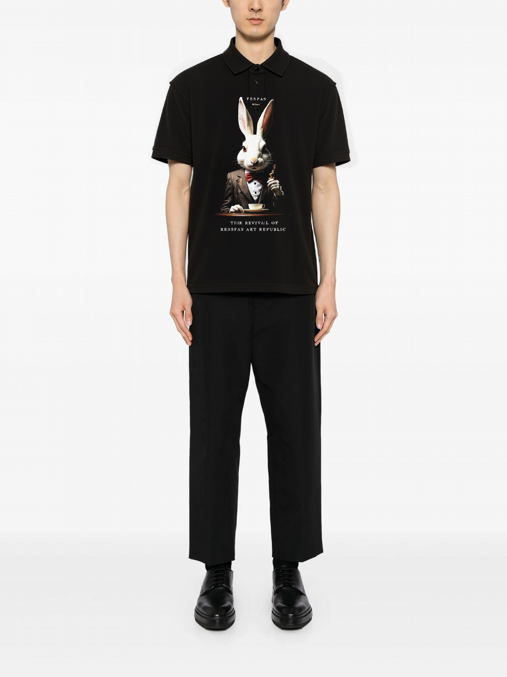 FesFas Rabbit-print Polo Shirt | Men | Black