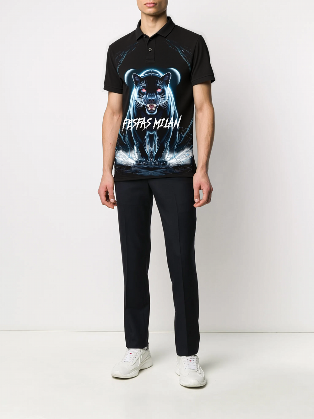 FesFas Panther-print Polo Shirt | Men | Black