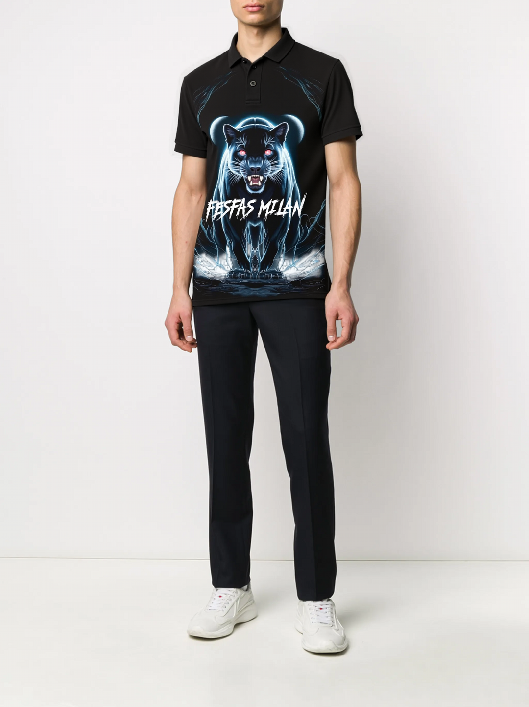 FesFas Panther-print Polo Shirt | Men | Black