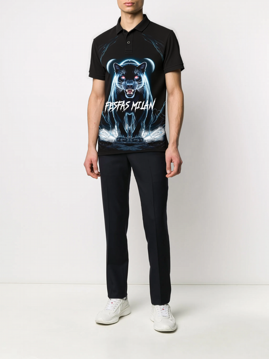 FesFas Panther-print Polo Shirt | Men | Black