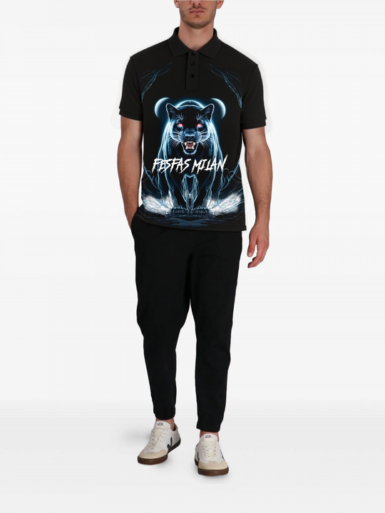 FesFas Panther-print Polo Shirt | Men | Black