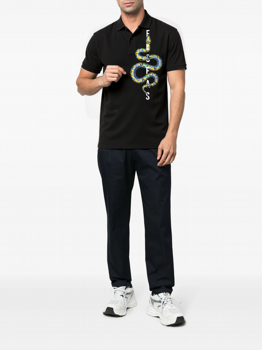 FesFas Snake-print Polo Shirt | Men | Black
