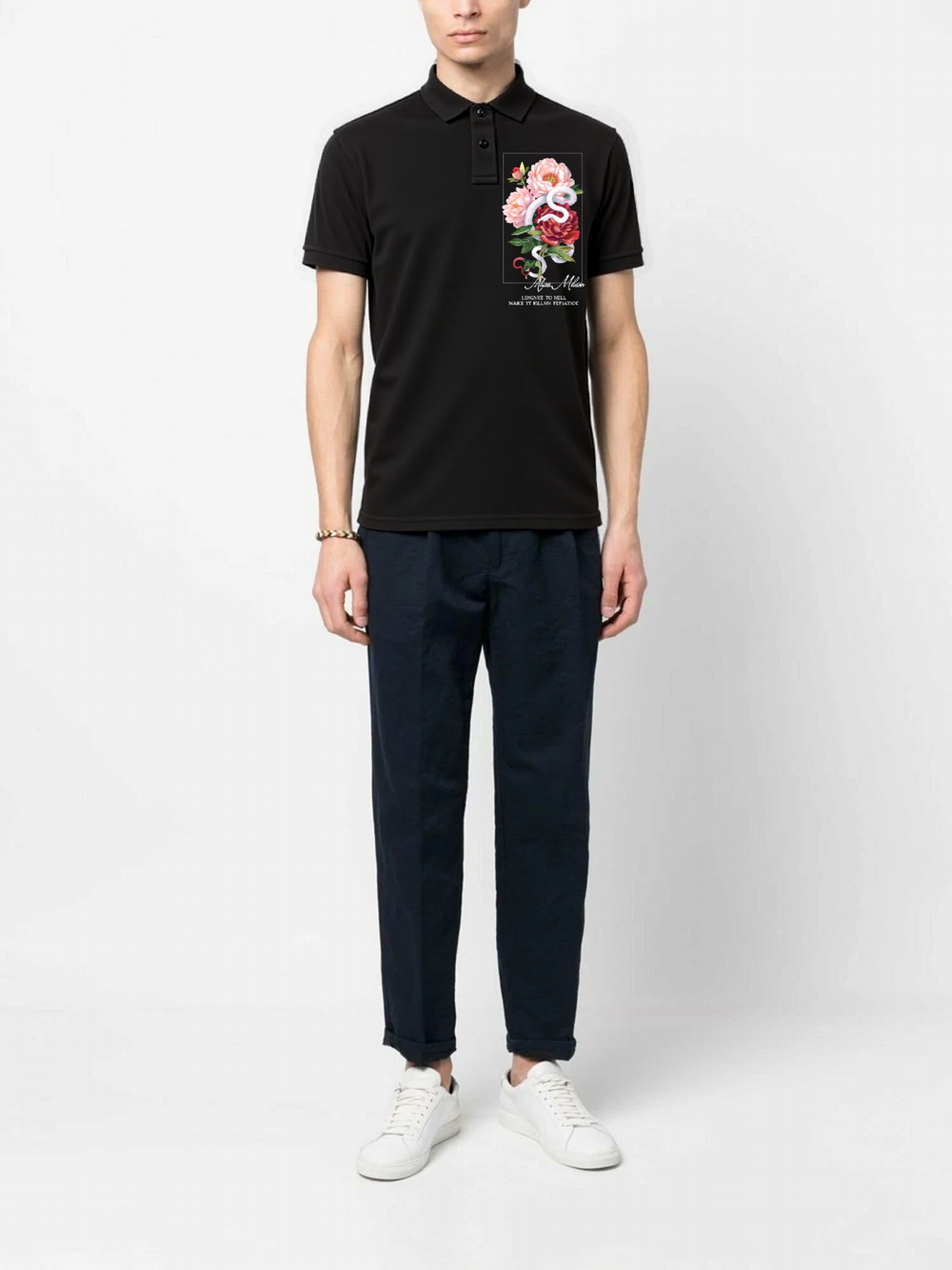 FesFas Floral-print Polo Shirt | Men | Black