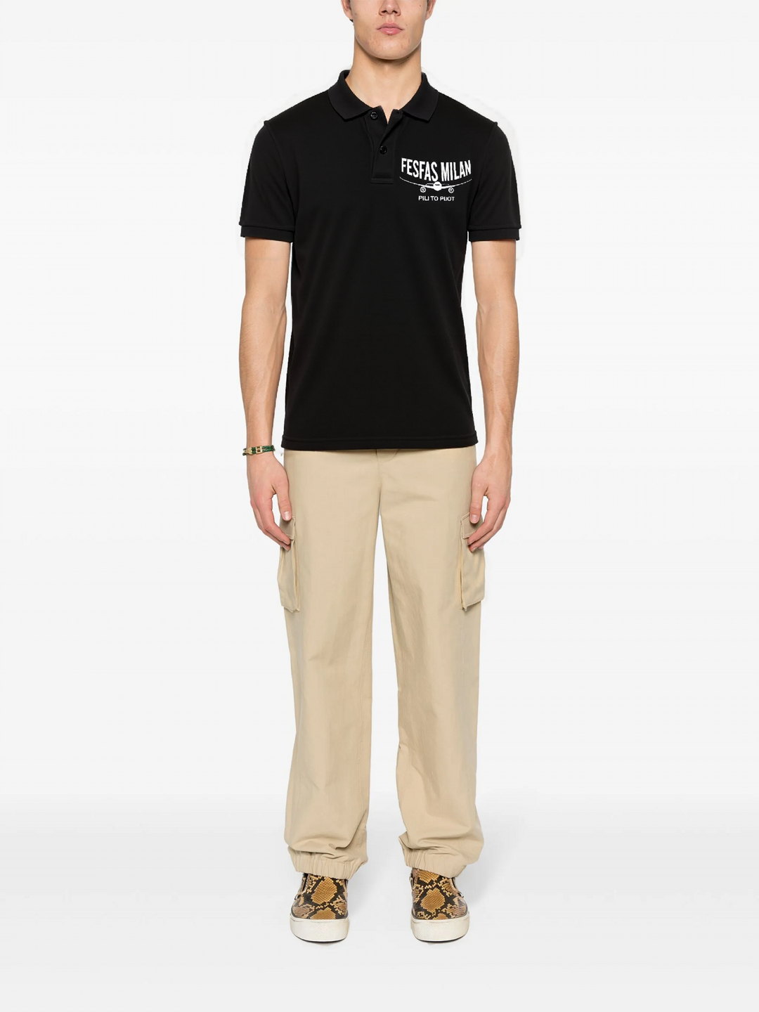 FesFas "Pilot to Pilot"-print Polo Shirt | Men | Black