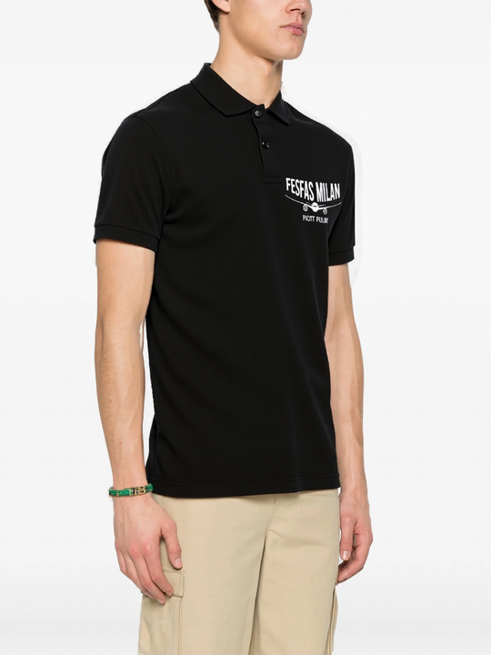 FesFas "Pilot to Pilot"-print Polo Shirt | Men | Black