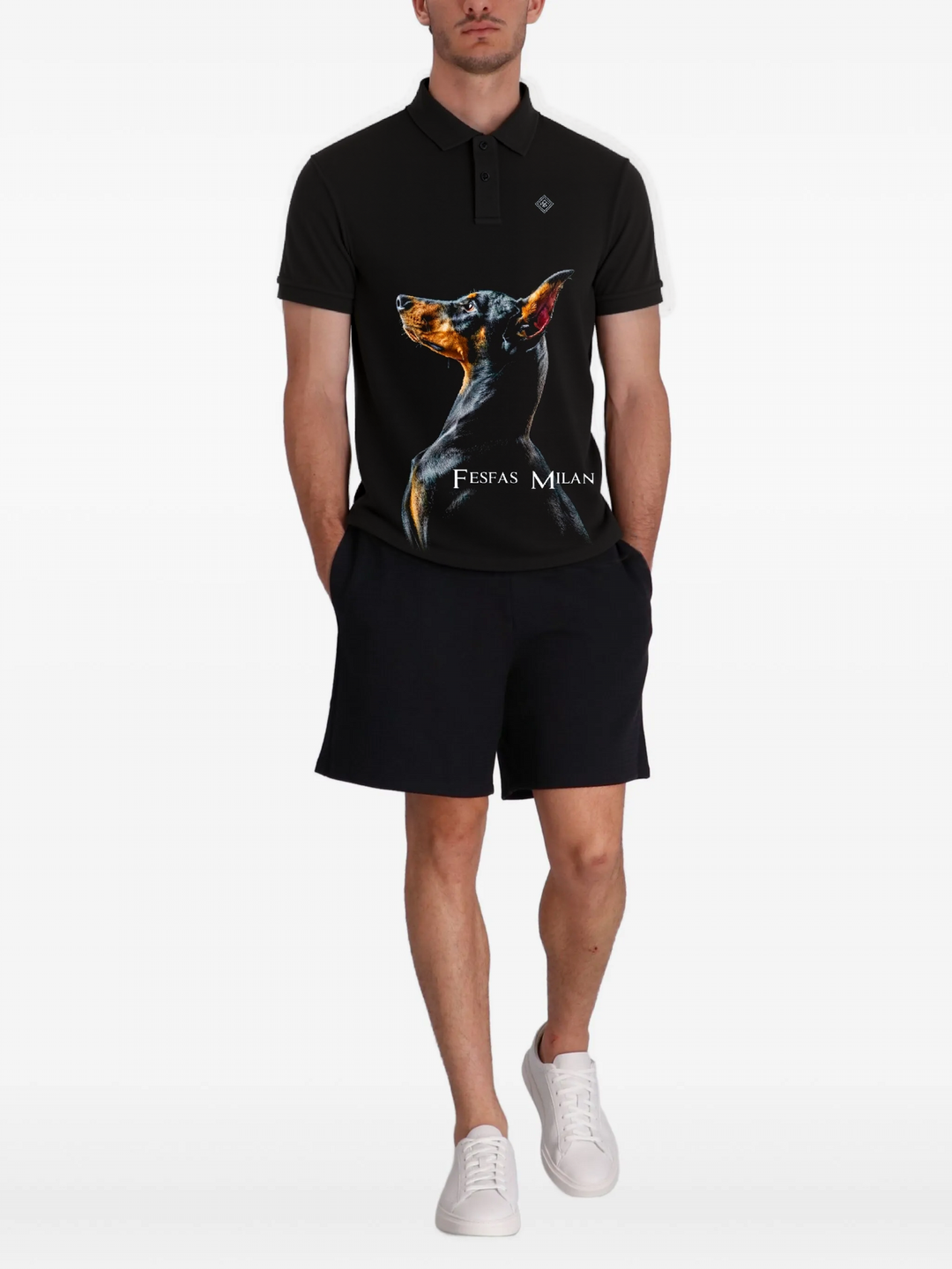 FesFas Doberman-print Polo Shirt | Men | Black
