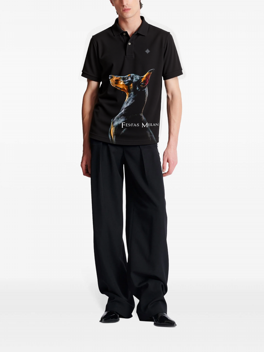 FesFas Doberman-print Polo Shirt | Men | Black