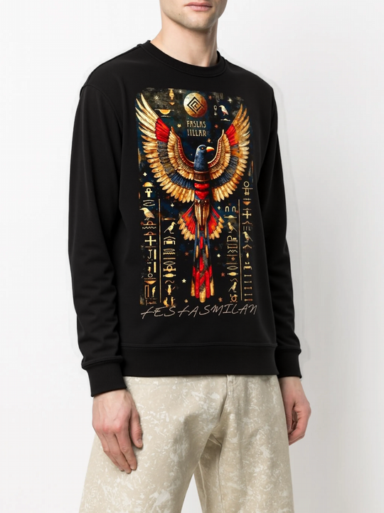 FesFas Eagle-print Sweatshirt Set | Black | Men