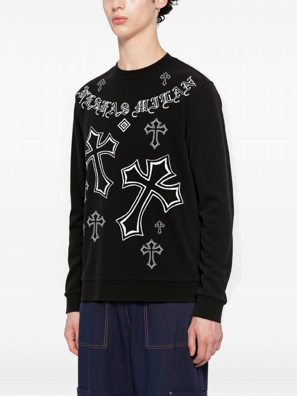 FesFas Cross-print Sweatshirt Set | Black | Men