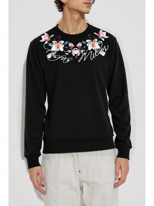 FesFas Flower-print Sweatshirt | Black | Men