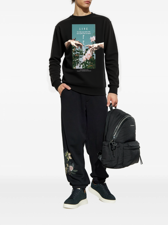 FesFas Flower-print Sweatshirt | Black | Men