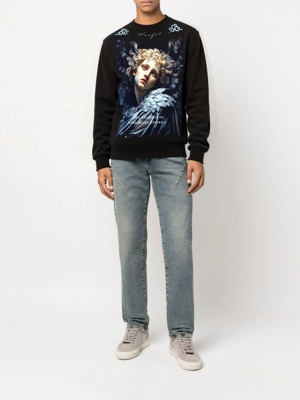 FesFas Angel-print Sweatshirt Set | Black | Men