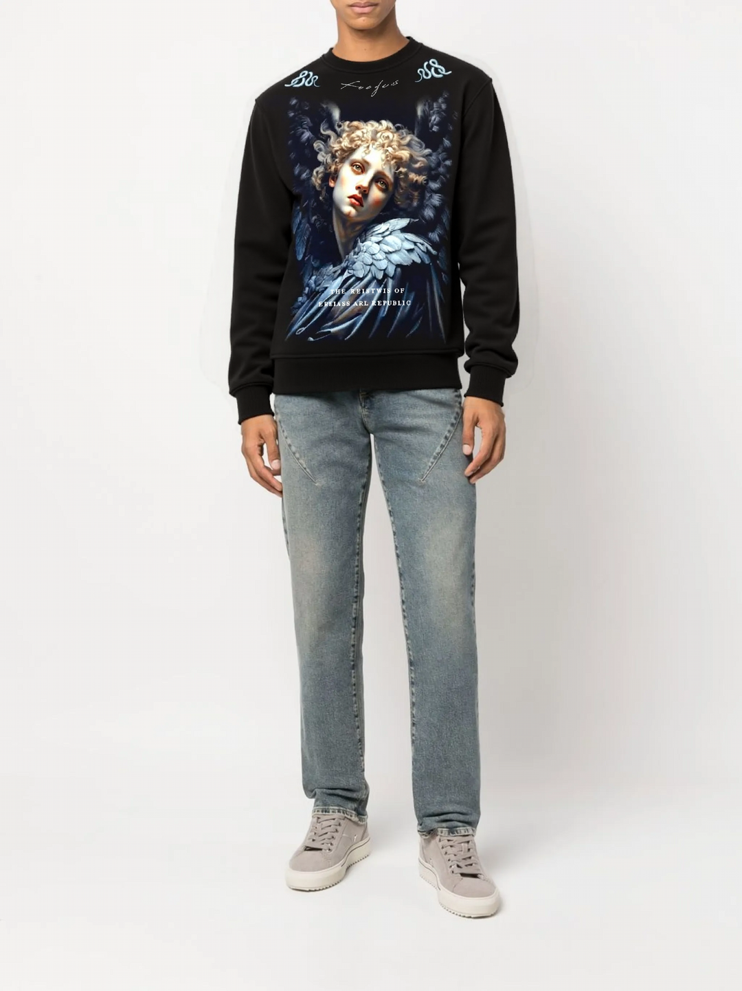 FesFas Angel-print Sweatshirt Set | Black | Men