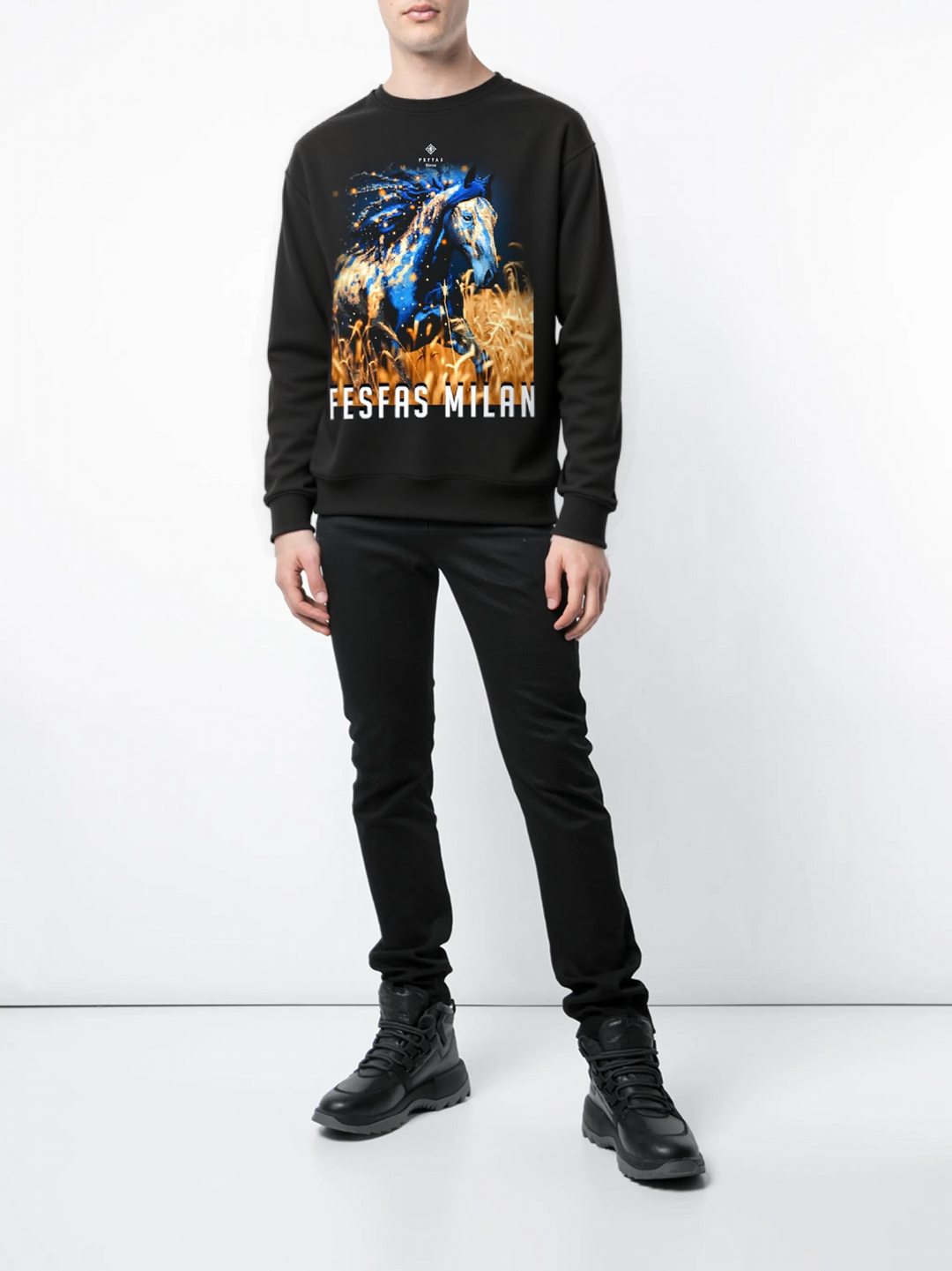 FesFas Wild Horses-print Sweatshirt | Black | Men