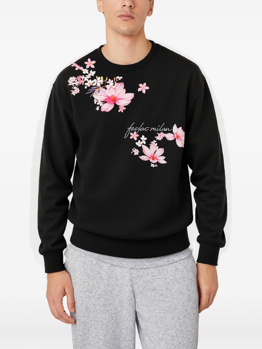 FesFas Flower-print Sweatshirt | Black | Men