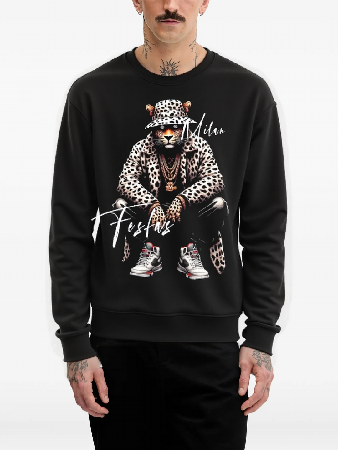 FesFas Jaguar-print Sweatshirt | Black | Men