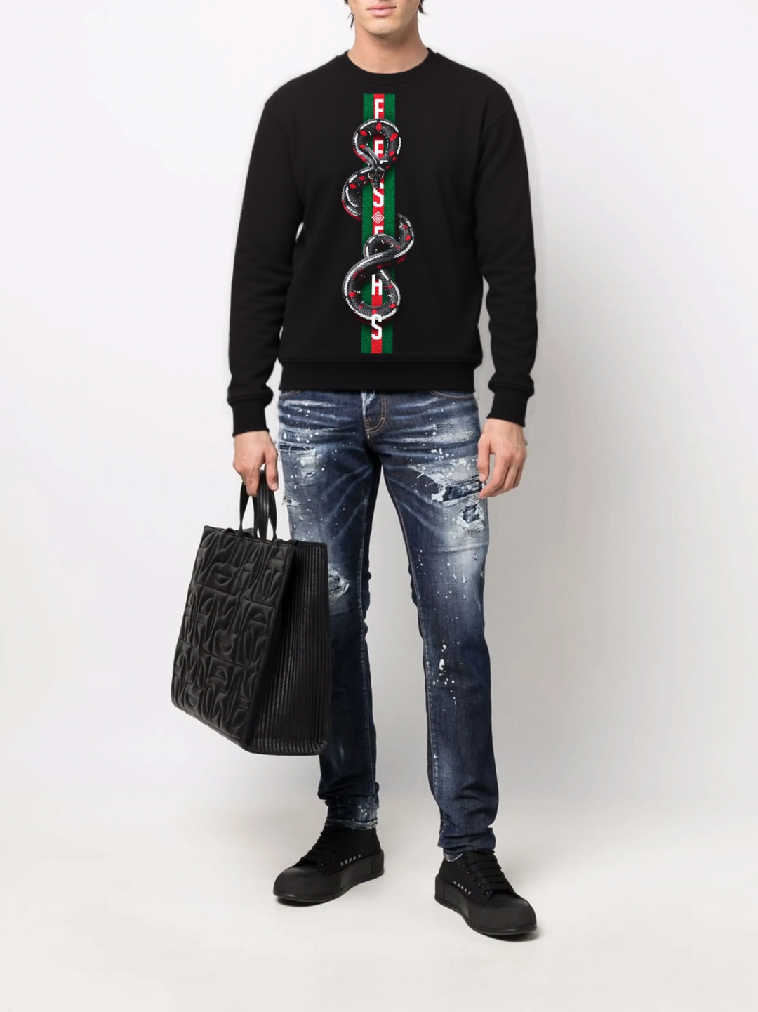 FesFas Snake-print Sweatshirt | Black | Men