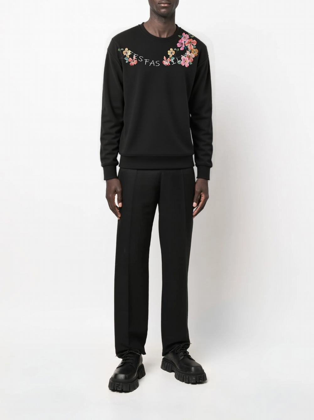 FesFas Flower-print Sweatshirt | Black | Men
