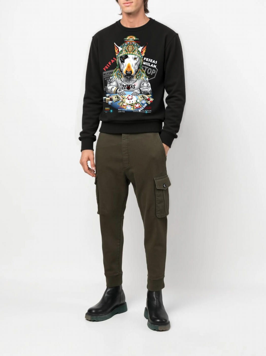 FesFas playful dog-print Sweatshirt | Black | Men