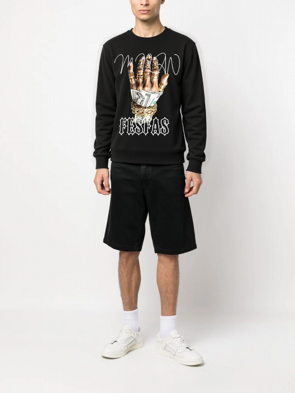FesFas Diamond Hand-print Sweatshirt | Black | Men