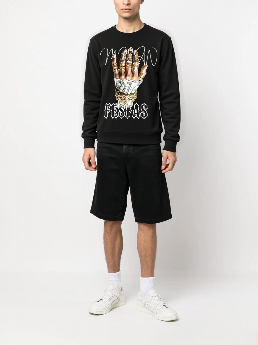 FesFas Diamond Hand-print Sweatshirt | Black | Men