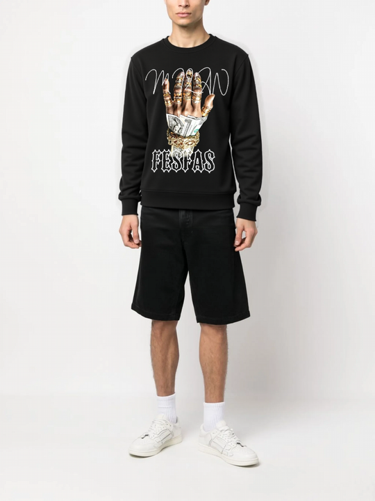 FesFas Diamond Hand-print Sweatshirt | Black | Men