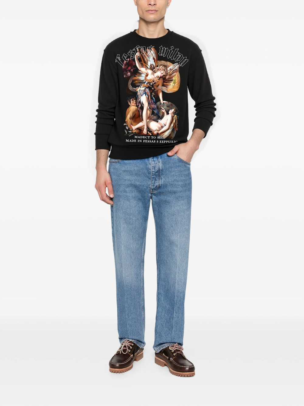 FesFas Angel-print Sweatshirt | Black | Men