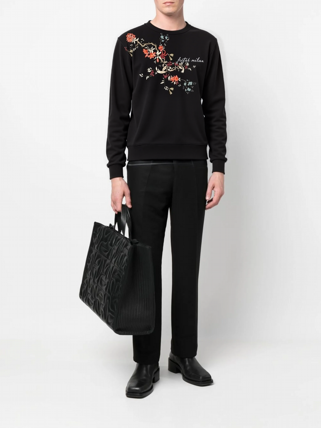 FesFas Flowers-print Sweatshirt Set | Black | Men