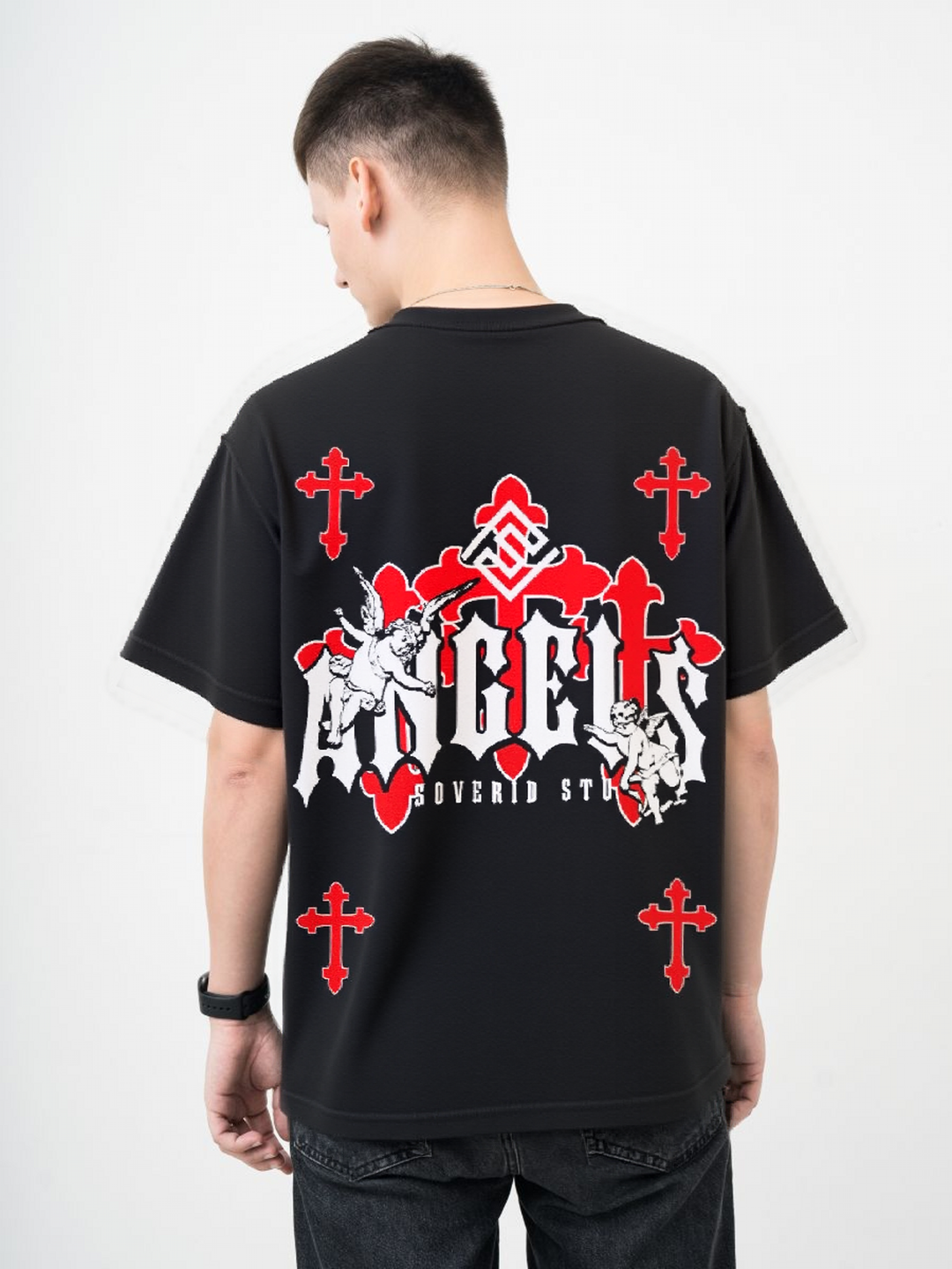 FesFas red cross-print T-shirt | Black | Men