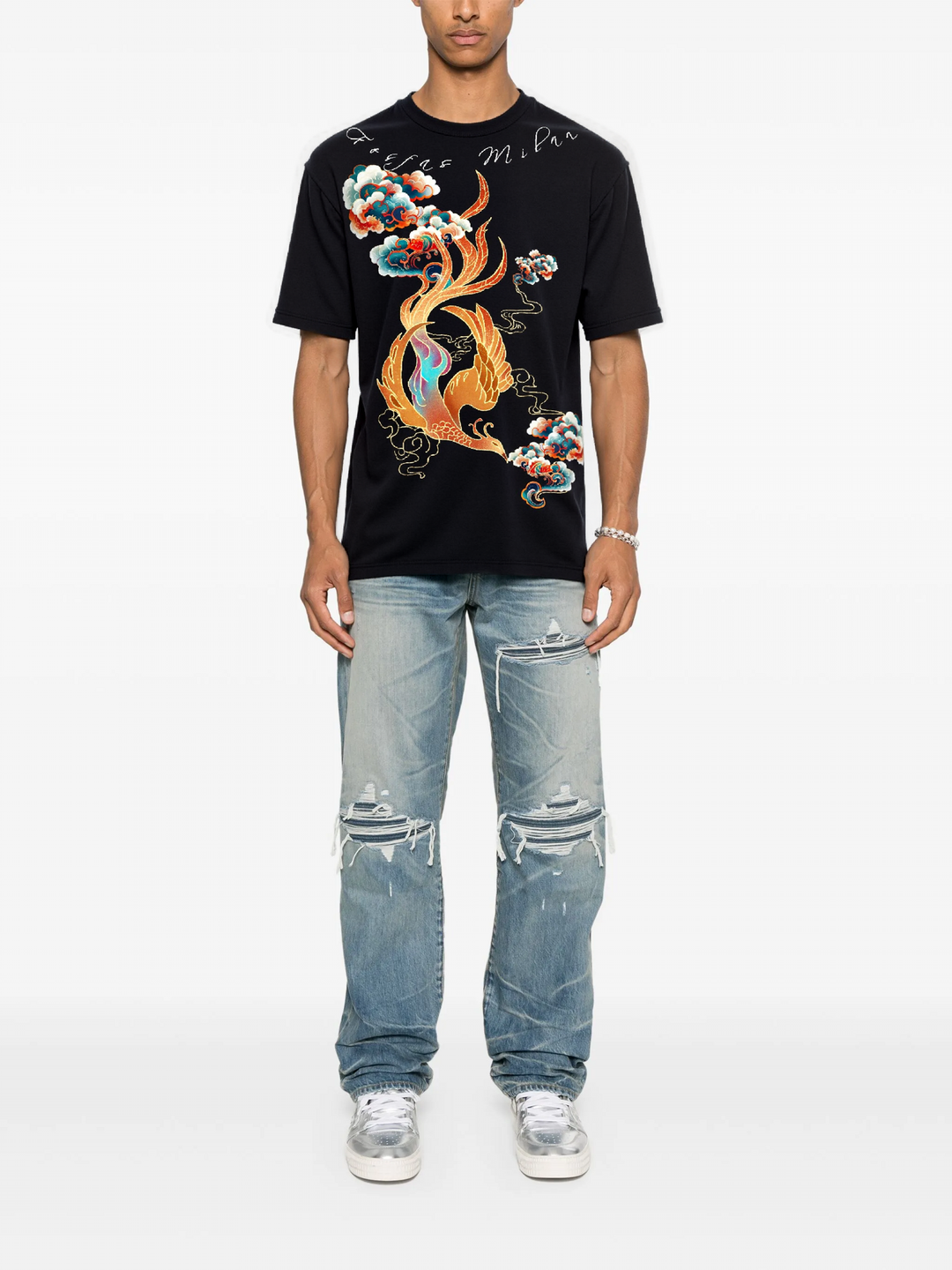 FesFas cloud phoenix-print T-shirt | Black | Men