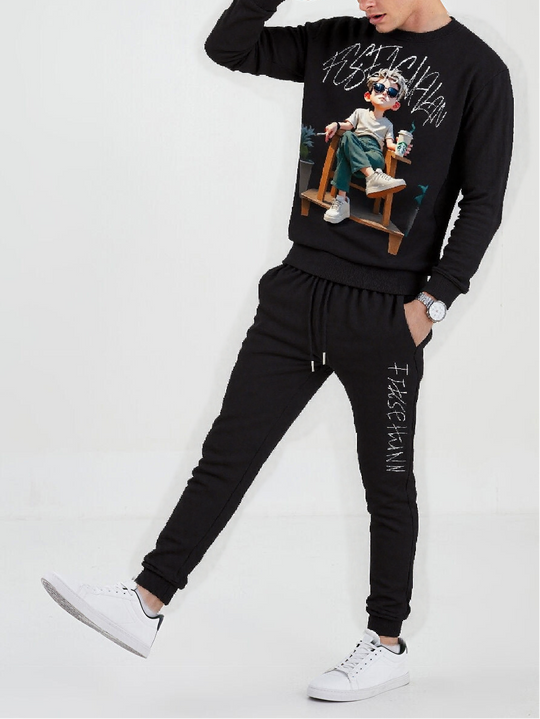 FesFas Boy-print Sweatshirt Set | Black | Men