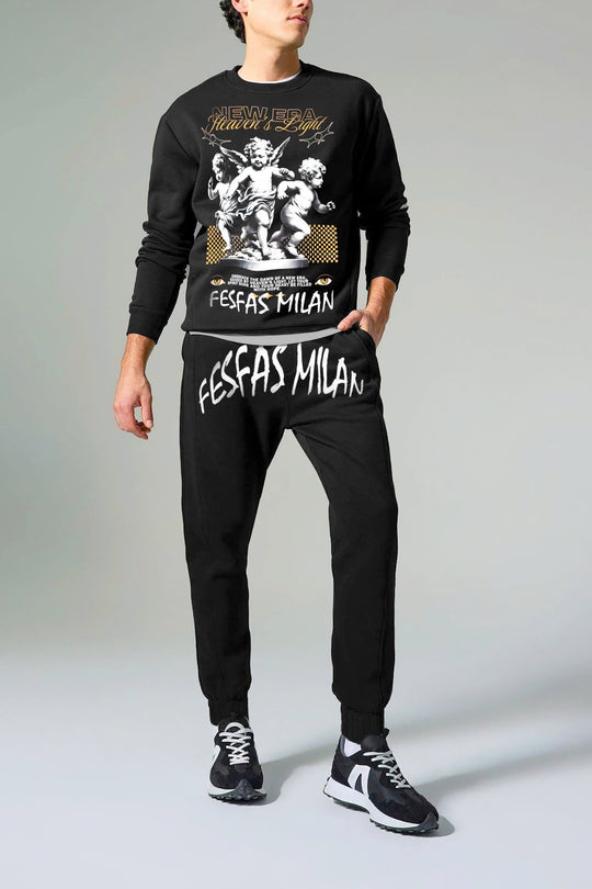 FesFas Angels-print Sweatshirt Set | Black | Men