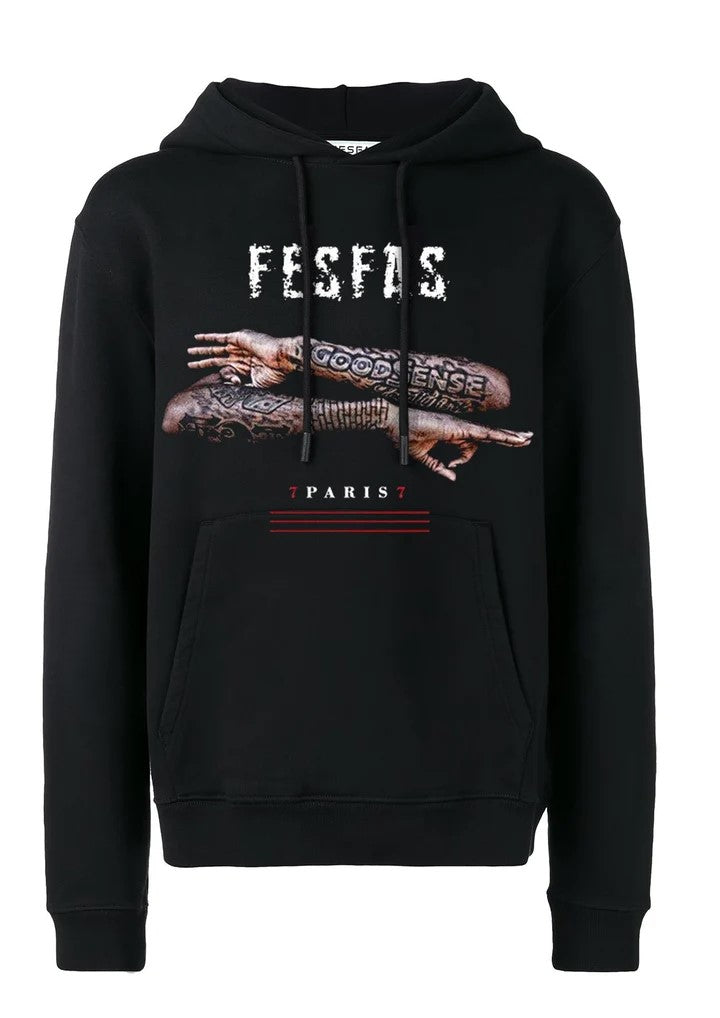 FesFas Good Sense-print Hoodie | Black | Men