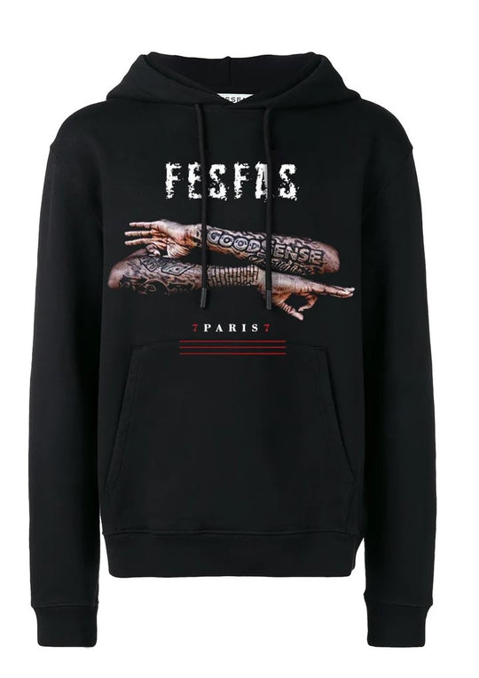 FesFas Good Sense-print Hoodie | Black | Men
