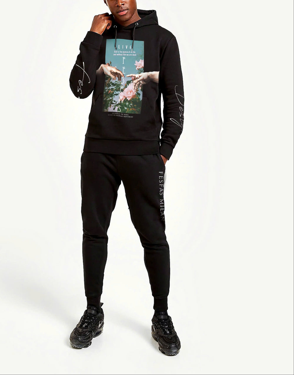 FesFas flower-print Hoodie | Black | Men