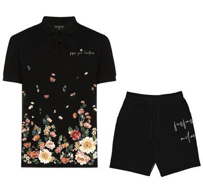 FesFas flowers-print Polo Set | Men | Black