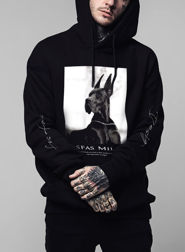 FesFas Cool dog-print Hoodie | Black | Unisex
