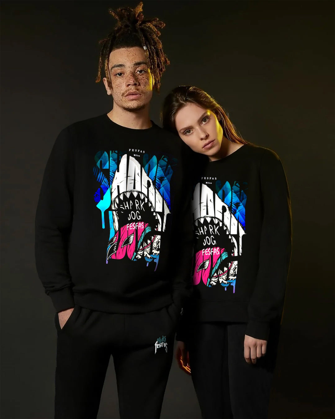 FesFas Shark-print Sweatshirt | Black | Men